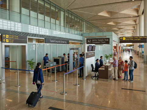 Transit at Mumbai Airport.