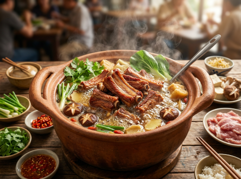 หม้อไฟซี่โครงหมูตากแห้ง
