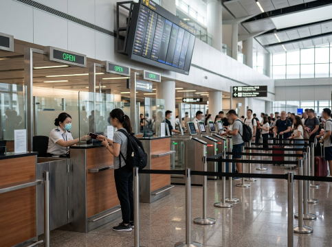출국 심사대 통과 절차