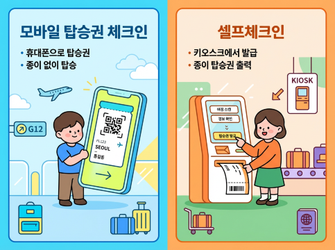 모바일 탑승권 체크인과 셀프체크인 차이