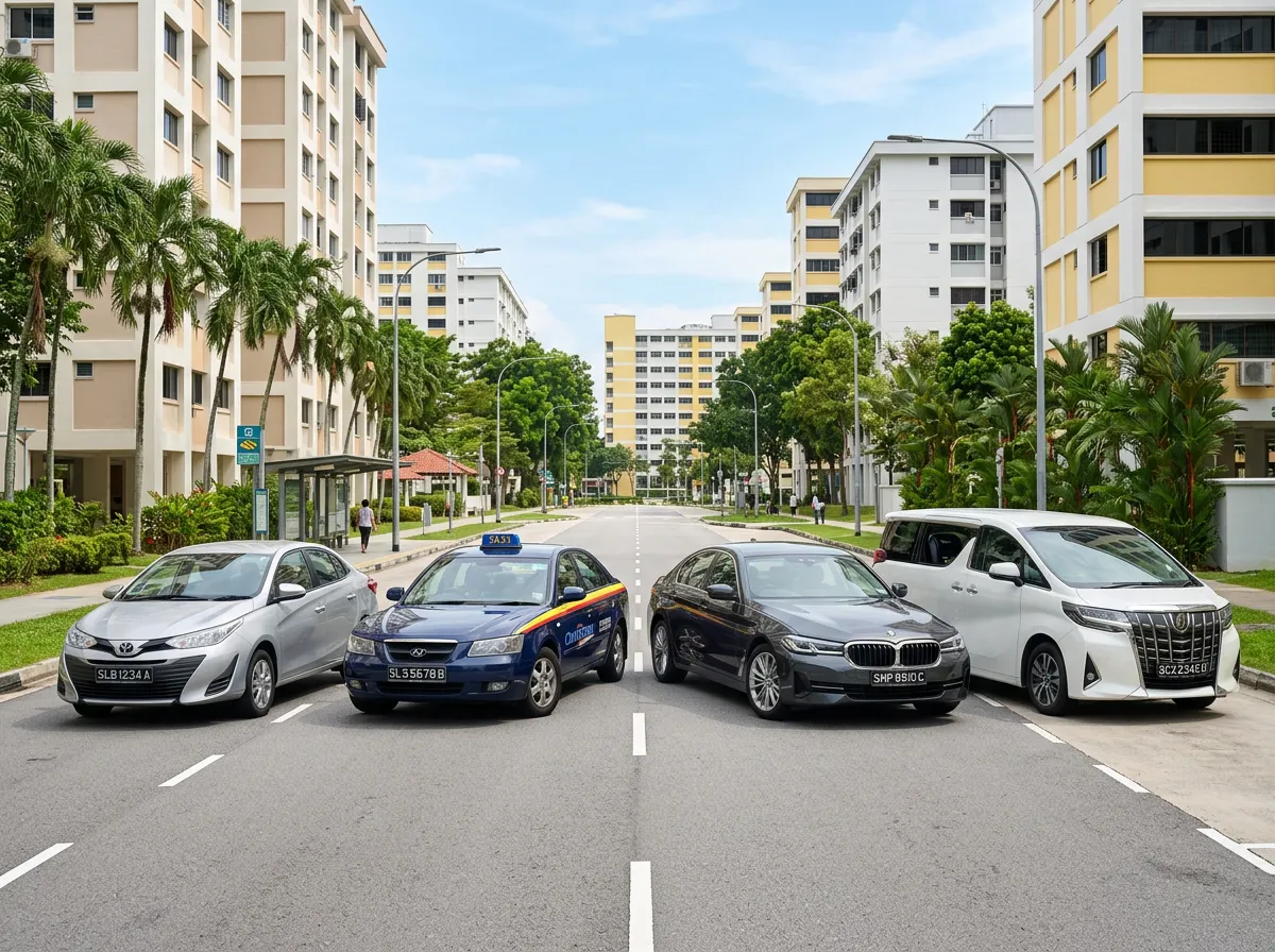 Four Grab cars