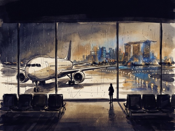 シンガポール深夜便のイラスト。