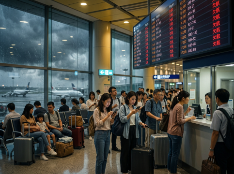 台風時の空港混雑
