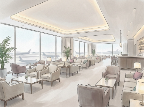 空港ラウンジ内観