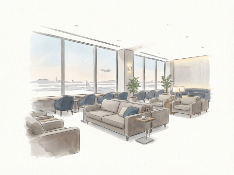 福岡空港ラウンジのイラスト