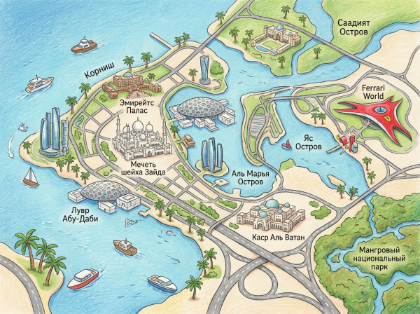 Детальная карта Абу-Даби