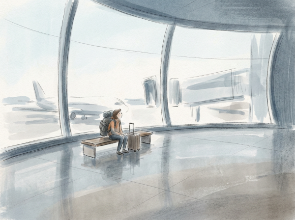 乗り継ぎ遅延のイラスト