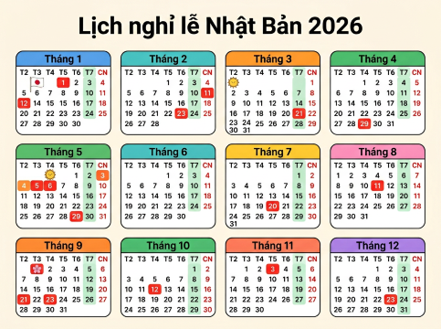 Lịch nghỉ lễ Nhật 2026