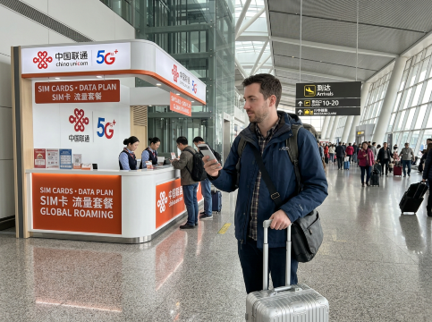 Canadian Traveller at China SIM Card Kiosk