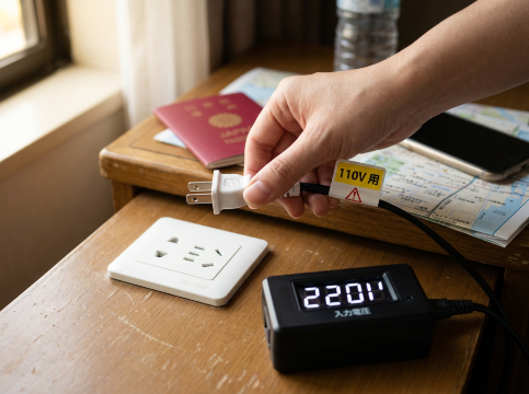 中国では変換プラグより電圧確認が重要
