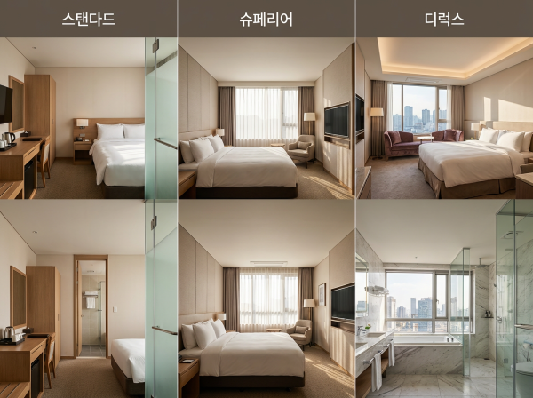 스탠다드, 슈페리어, 디럭스 객실 비교