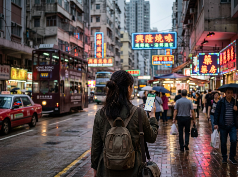 Traveler in Hong Kong.