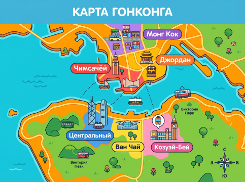 Карта Гонконга.