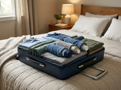 Packed Suitcase with Aerosol to be checked for on Plane