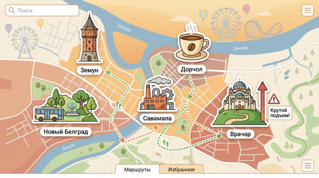 Стилизованная карта Белграда