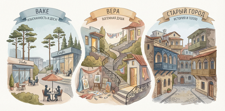 Три района Тбилиси.