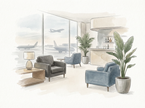 空港ラウンジのイラスト