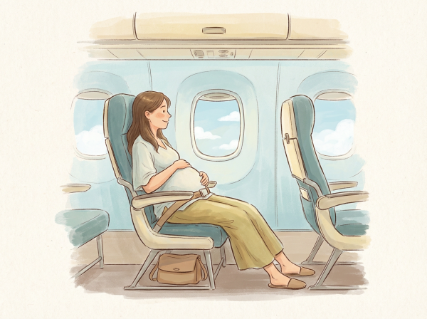 妊婦の機内イラスト