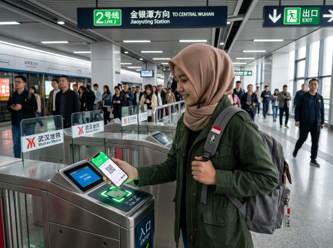 Wisatawan Bayar Tiket Metro