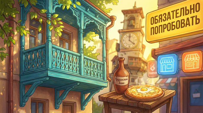 Тбилисский балкон с угощением.