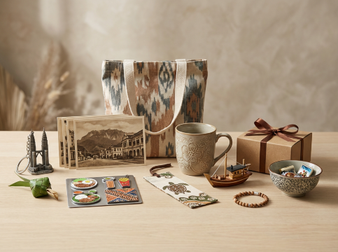 Souvenir items display.