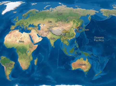 Posição Geográfica da China no Mapa-Múndi
