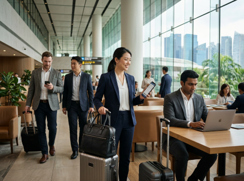 Business travellers in Singapore