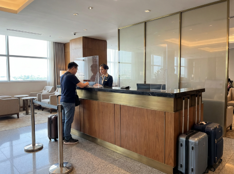 Airport lounge counter.