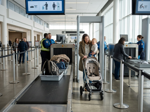 Parent at checking to bring Stroller on Plane