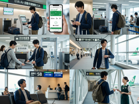 エバー航空のオンラインチェックイン完了後の当日の流れ