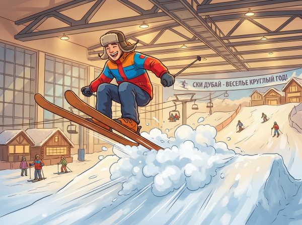 Русский лыжник в Ski Dubai.
