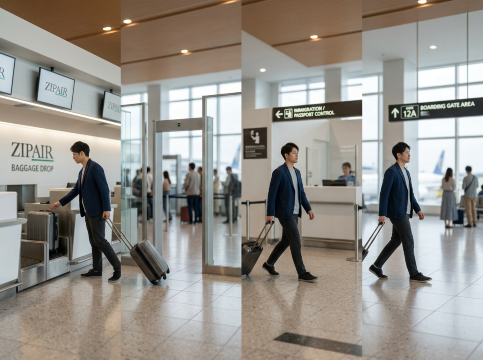ZIPAIRオンラインチェックイン後の空港での流れ