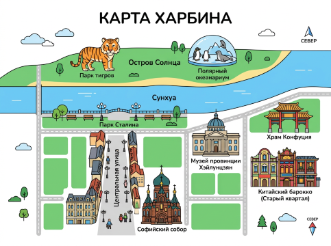 Карта Харбина