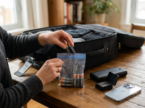 Batteries in Bag for Batteries on Plane