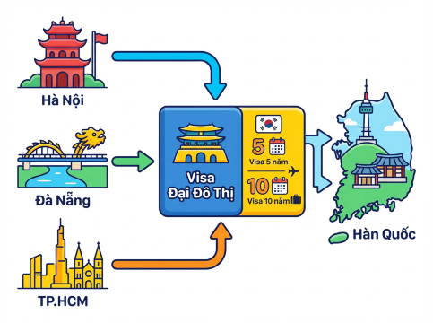"Visa đại đô thị" Hàn Quốc (Visa 5 năm, 10 năm)