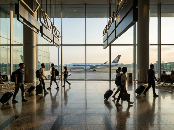 Airport departure hall.