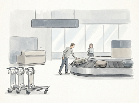 空港荷物受取イラスト