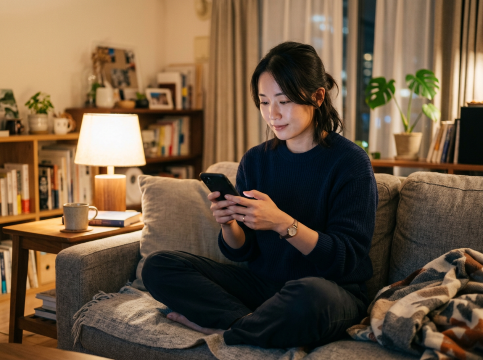 スマホ操作する女性