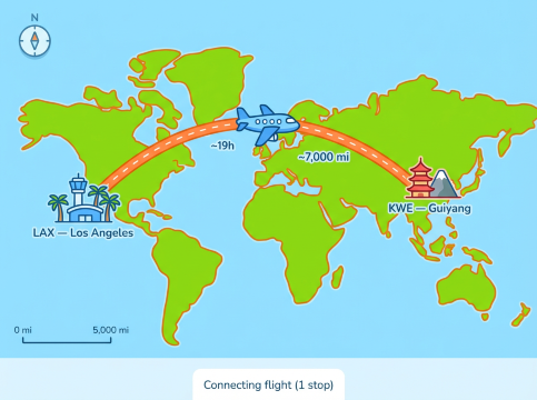 LAX to KWE Route