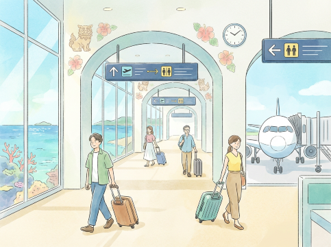 空港の乗り継ぎ案内