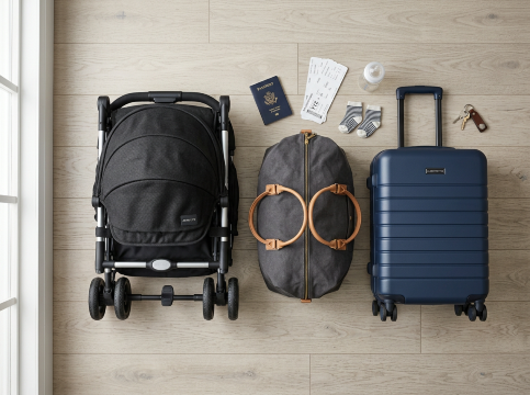 Folded Stroller & Luggage for Stroller on Plane