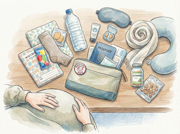 妊婦の機内持ち物イラスト