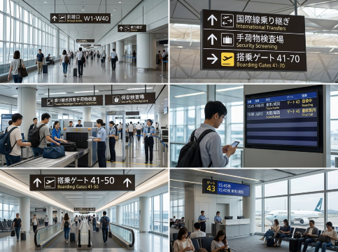 香港国際空港に到着してからの乗り継ぎ手順