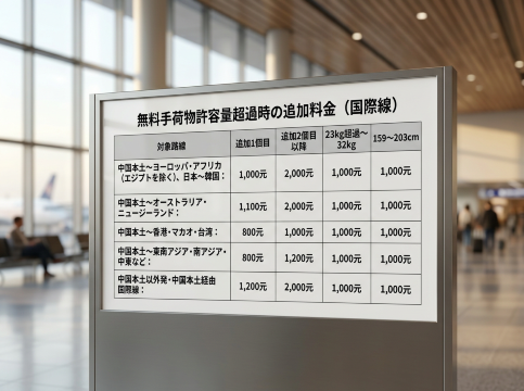 中国東方航空の超過手荷物料金