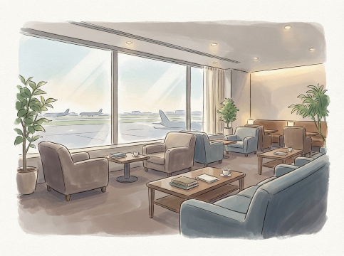 福岡空港ラウンジのイラスト