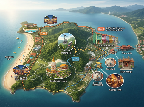 Penang Itinerary Map