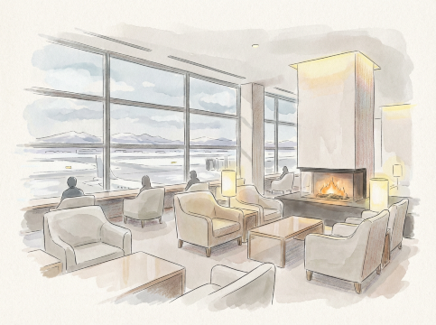 空港ラウンジのイラスト