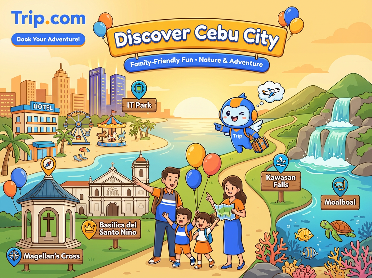 Cebu City
Top places to visit
• Magellan’s Cross
• Basilica del Santo Niño
• Kawasan Falls
• Moalboal
• IT Park