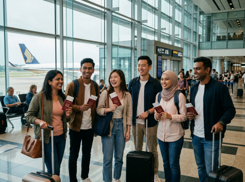 Singaporeans at airport
