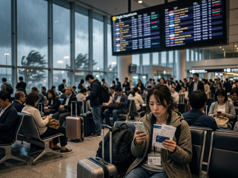 台風で欠航の空港